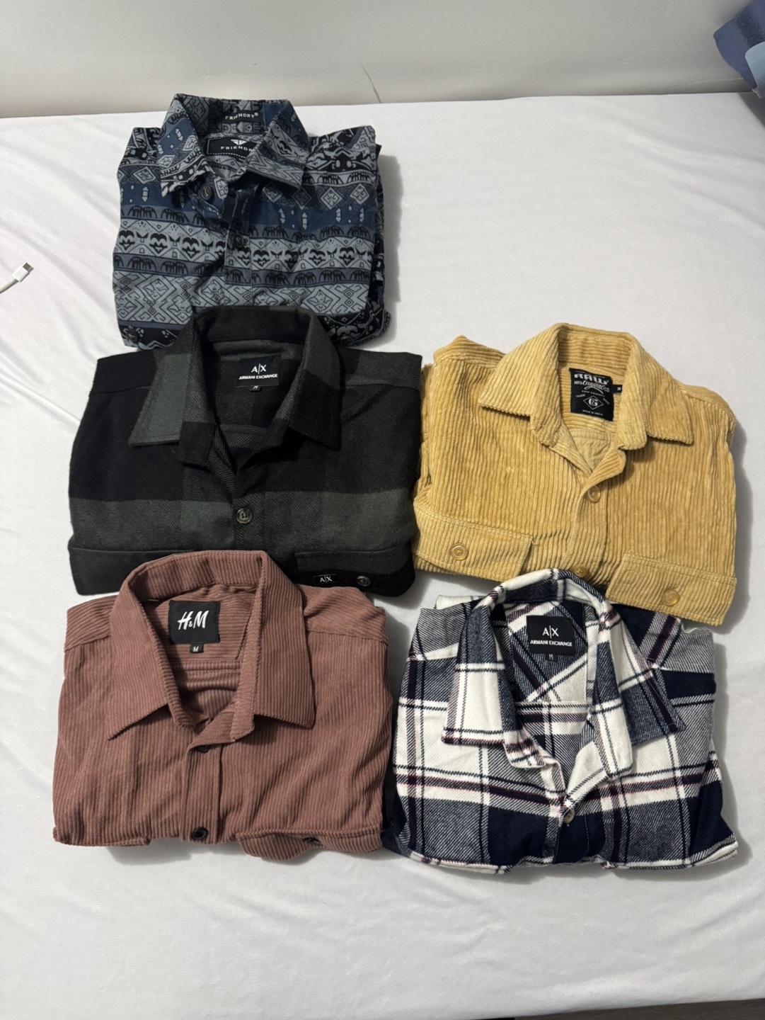 Bundle of 5 Men's Long Sleeve Shirts - 5$ each or 20$ for all