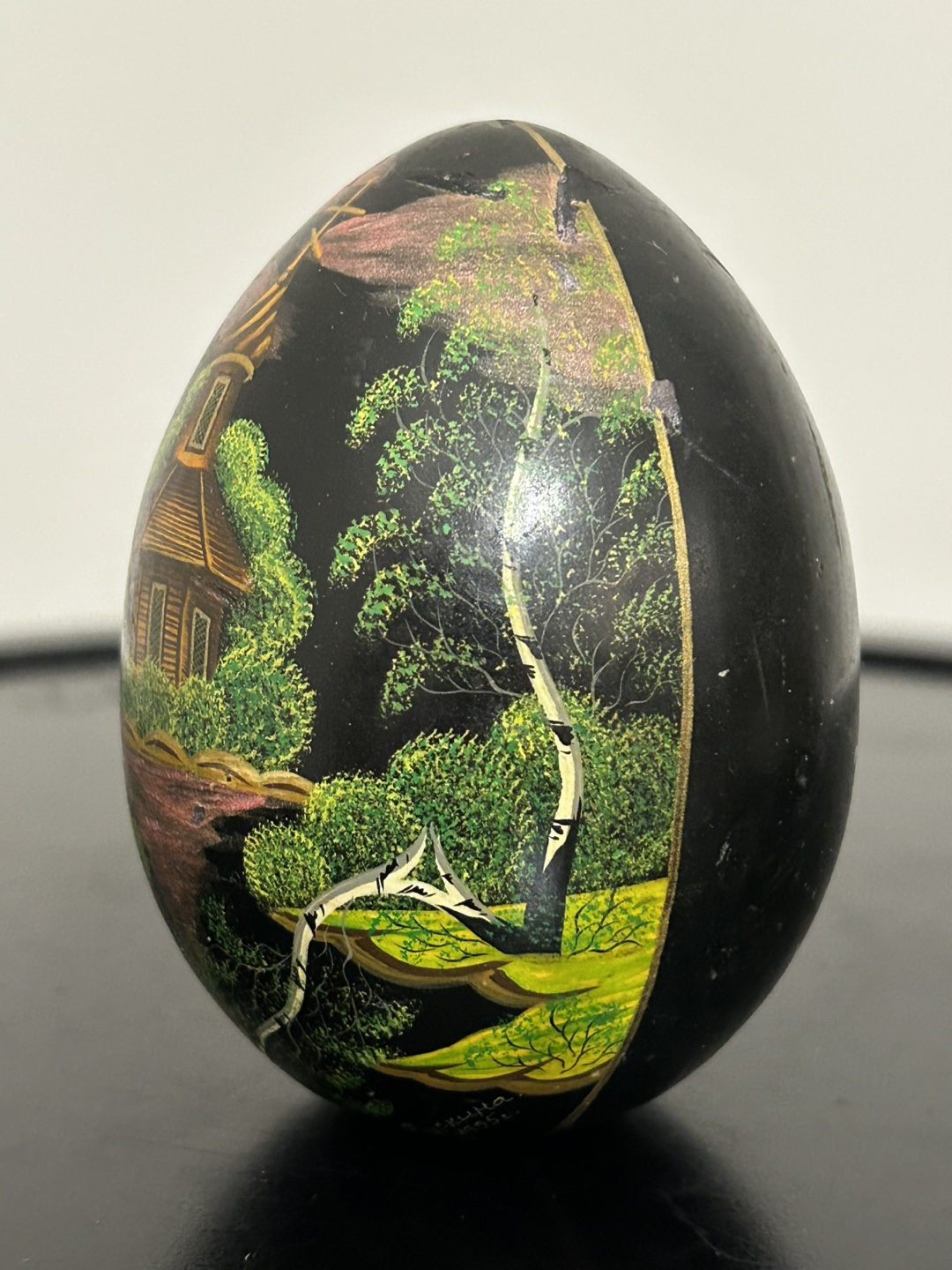 Russian Vintage Hand-Painted  signed 1995 Egg 3,5”💚 - photo 2