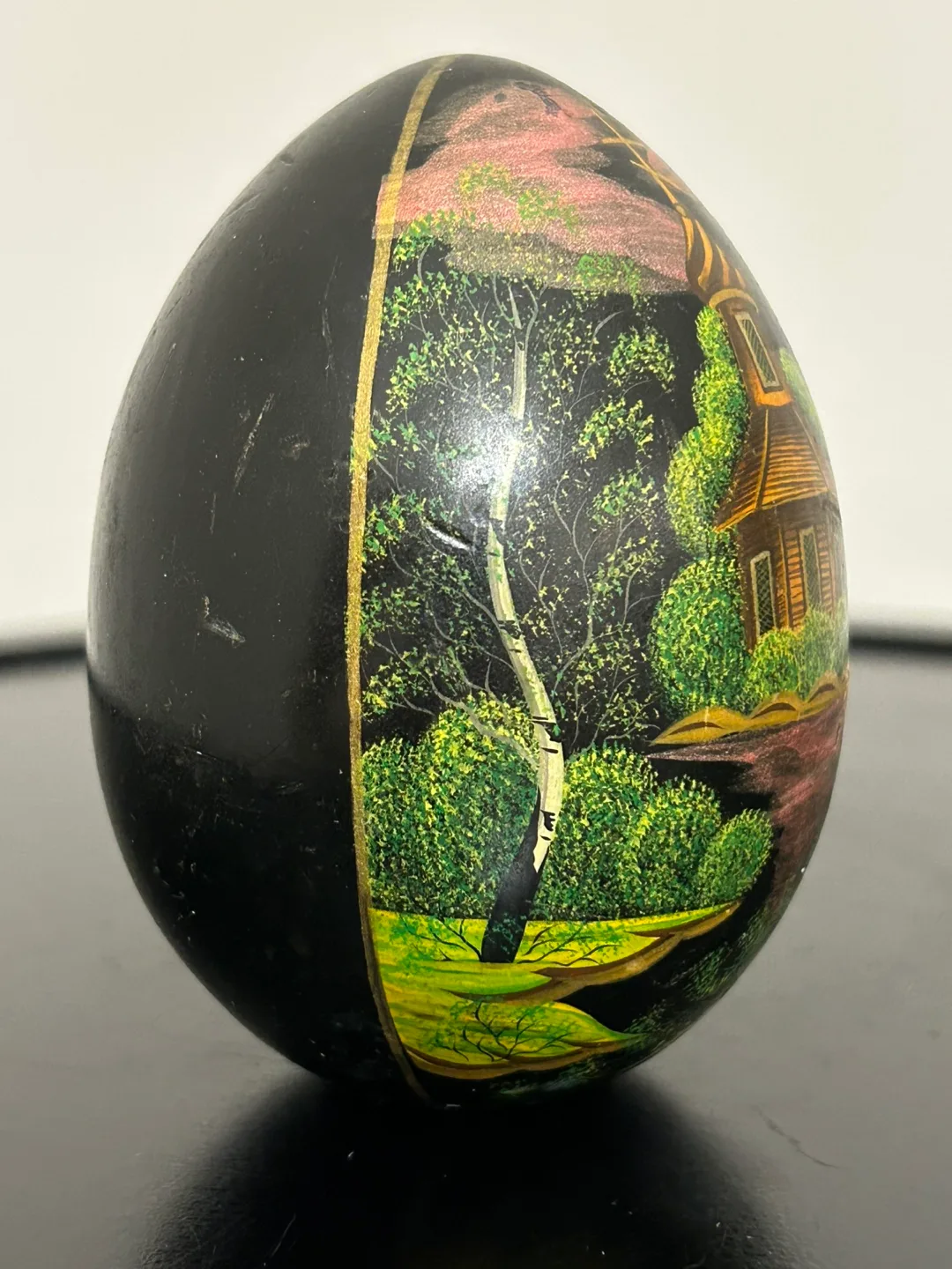 Russian Vintage Hand-Painted  signed 1995 Egg 3,5”💚 image indicator(3)