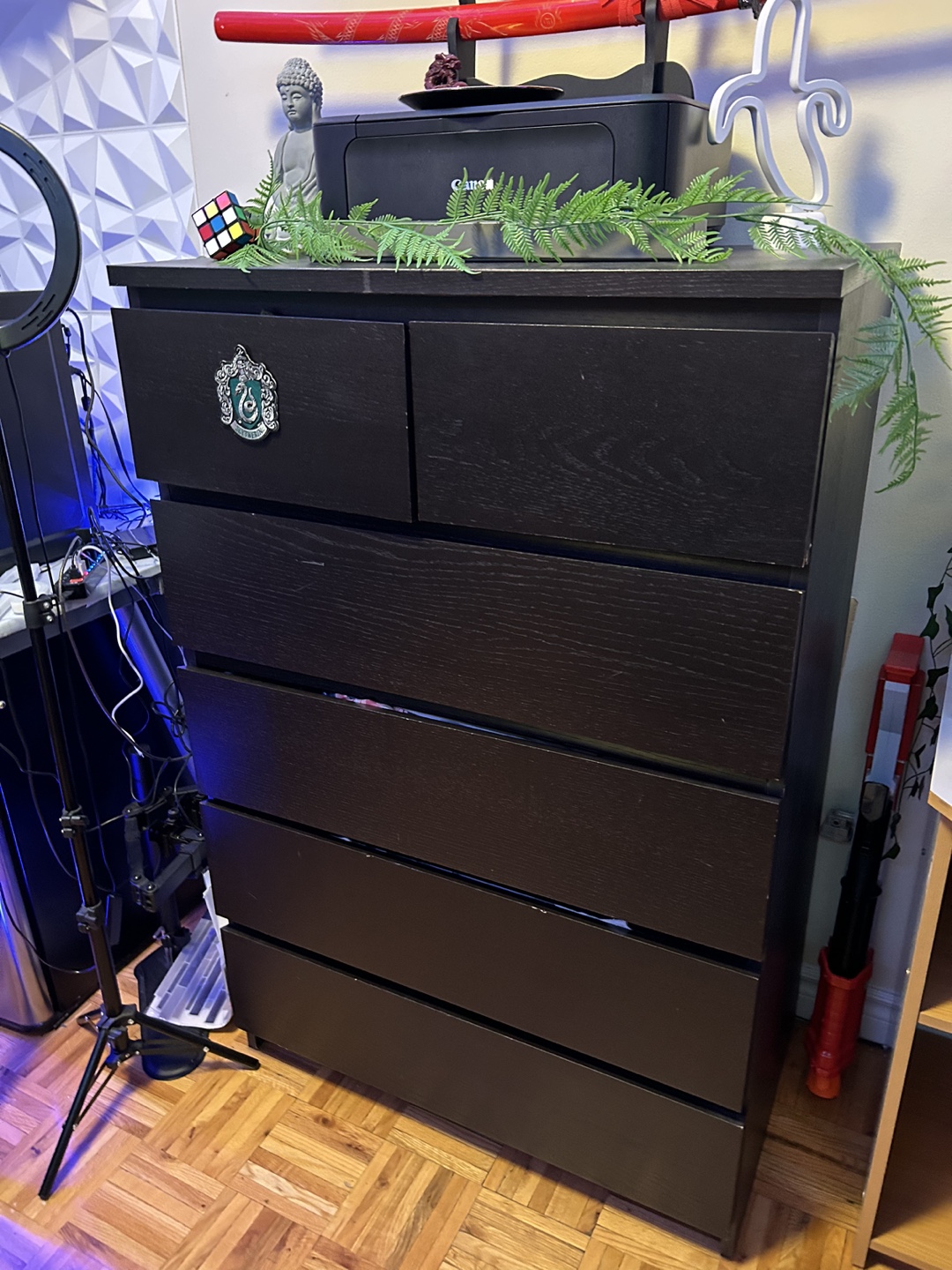 Dark Brown 5-Drawer Chest of Drawers