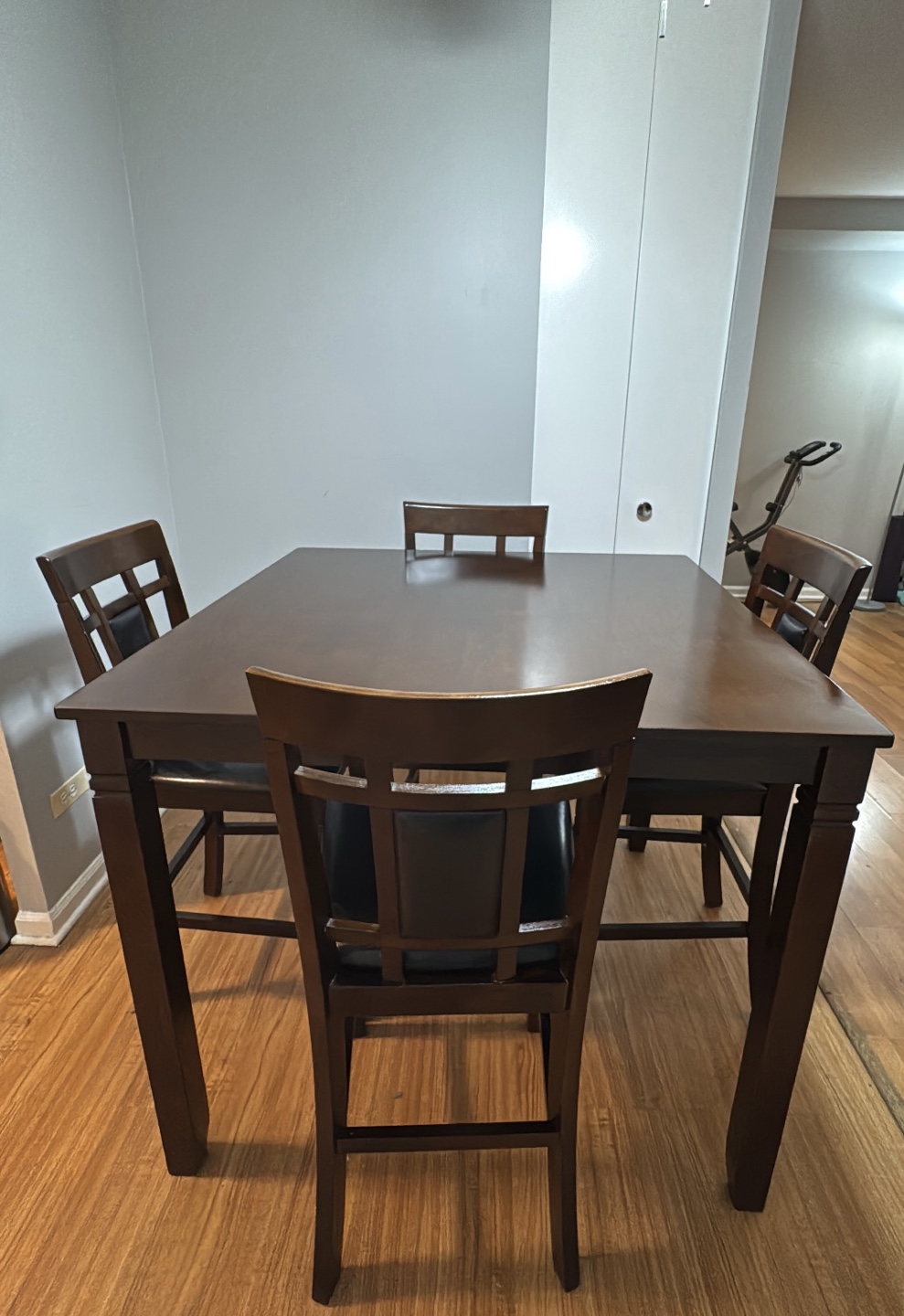 Dark Brown Square Dining Table with Four Chairs - photo 2