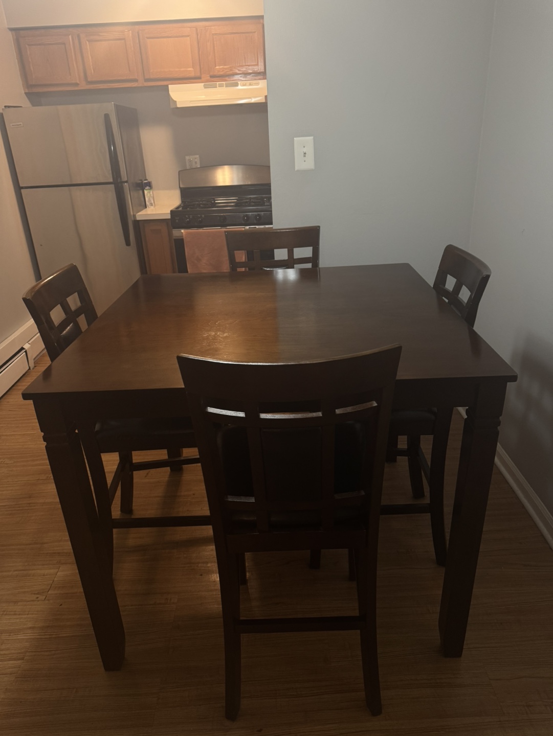 Dark Brown Square Dining Table with Four Chairs - photo 3