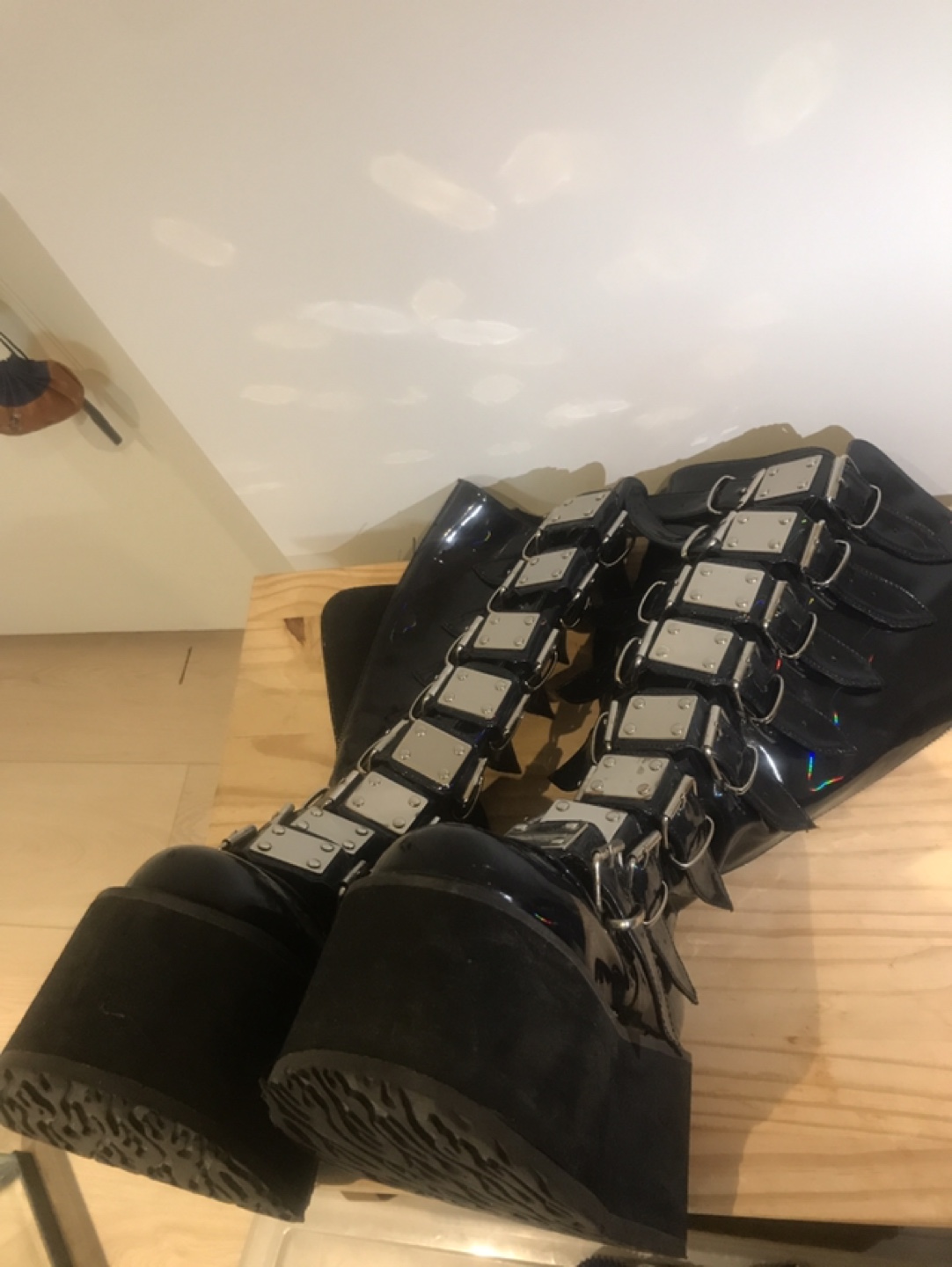 Demonia Black Knee-High Platform Boots Size 8 - photo 5