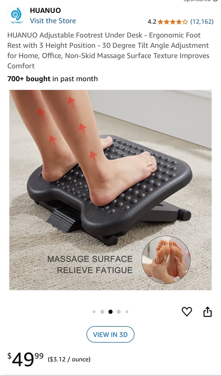 Adjustable Foot Rest - Ergonomic Footrest thumbnail