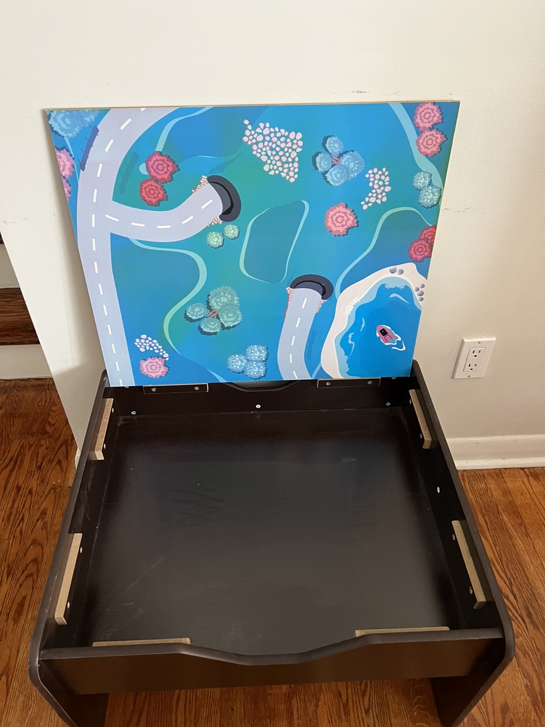 LEGO-Compatible Storage Table with Two Play Surfaces