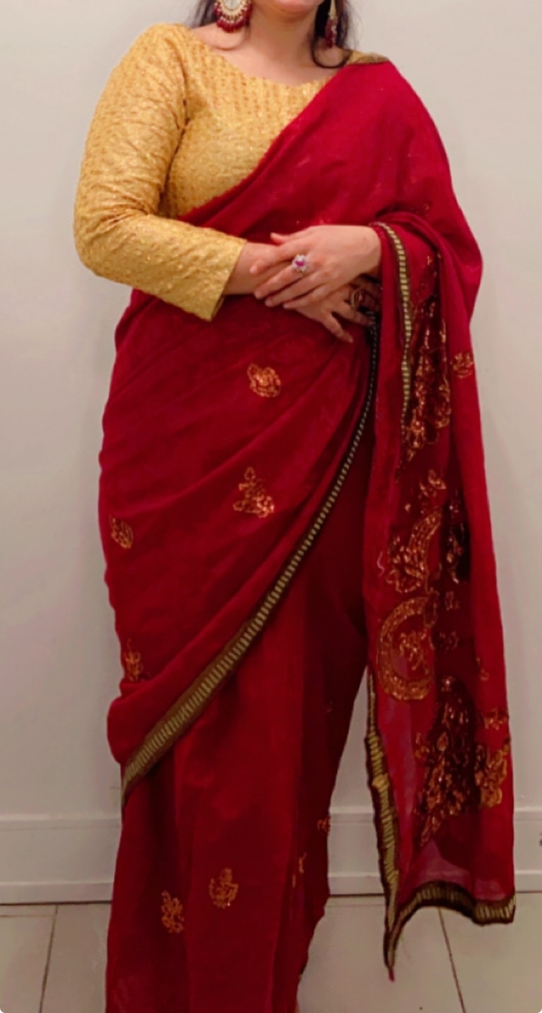Gorgeous Red and Gold Embroidered Saree