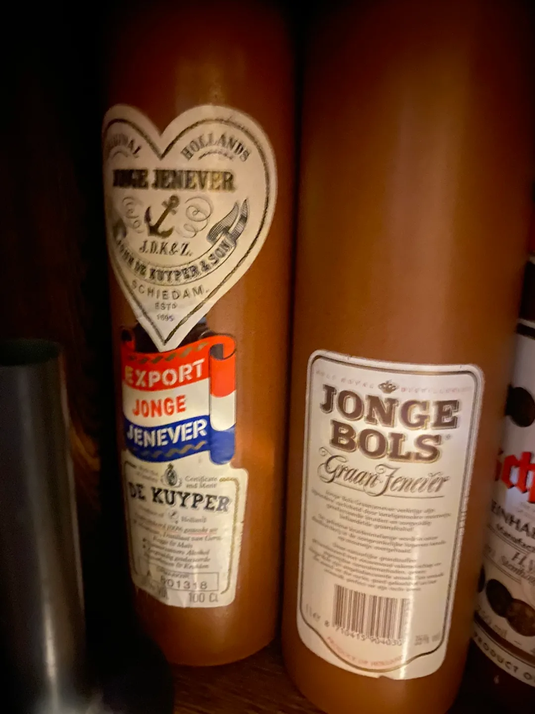 Vintage Schlichte Dry Gin & De Kuyper Jonge Jenever Bottles thumbnail