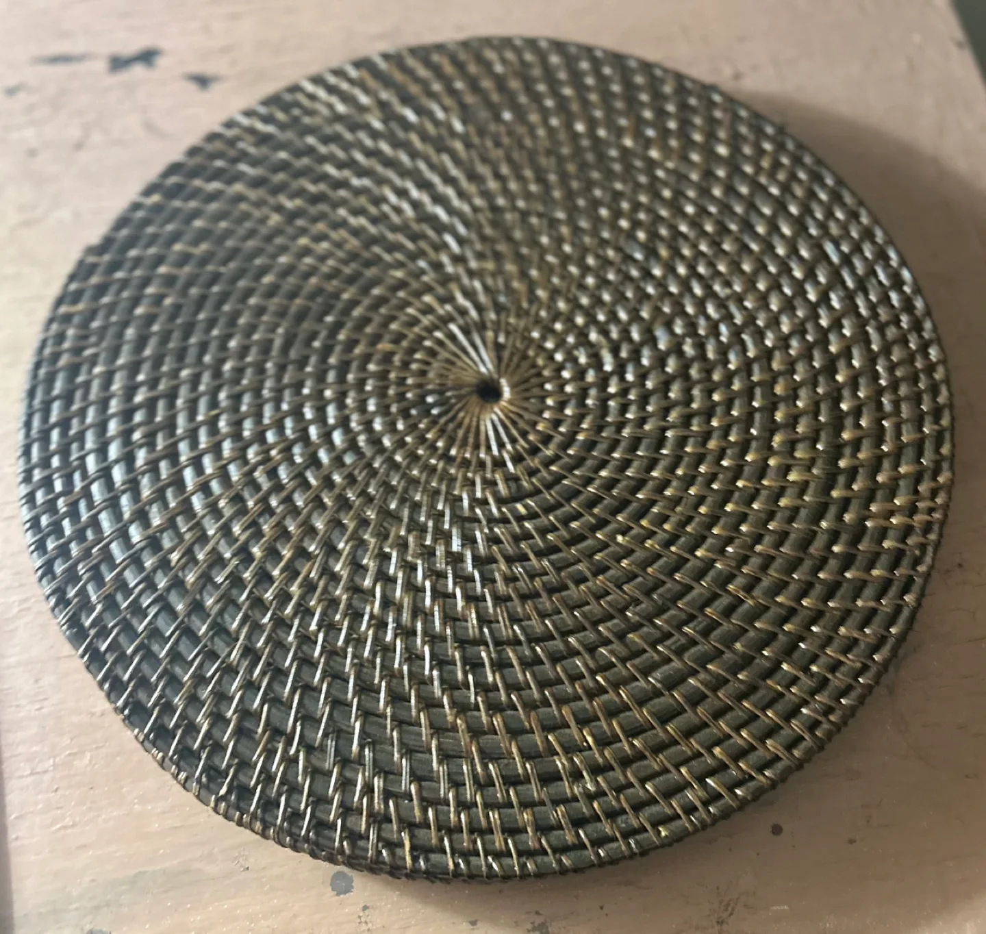 Set of 4 Round West Elm Woven Wooden Placemats image indicator(3)