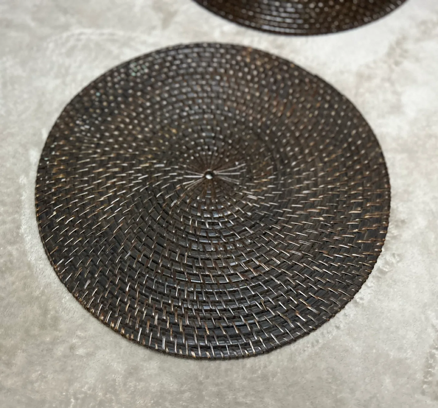 Set of 4 Round West Elm Woven Wooden Placemats image indicator(5)