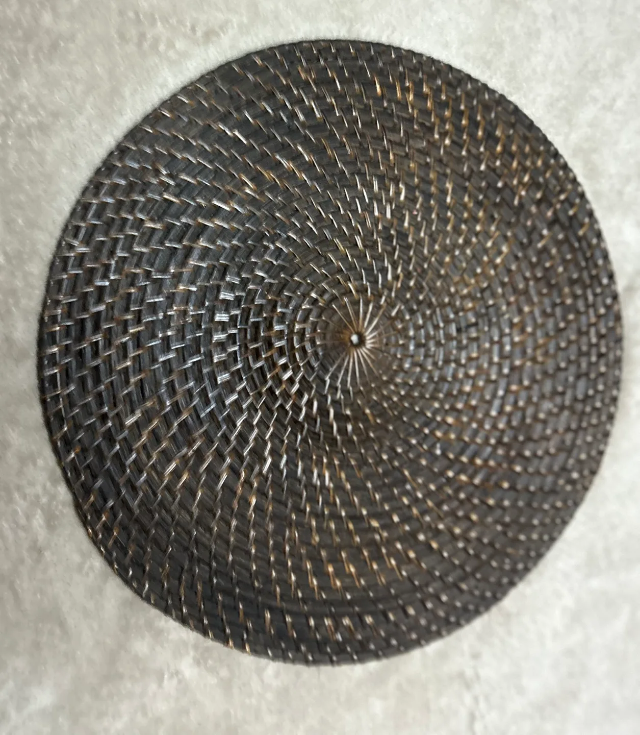 Set of 4 Round West Elm Woven Wooden Placemats image indicator(4)