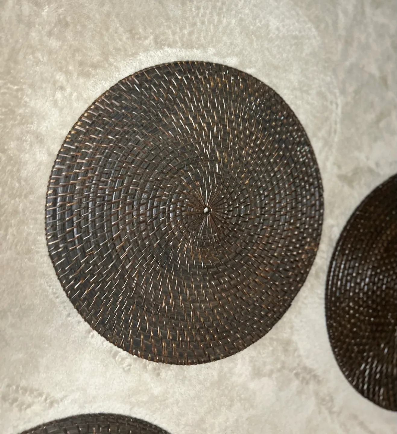 Set of 4 Round West Elm Woven Wooden Placemats image indicator(8)