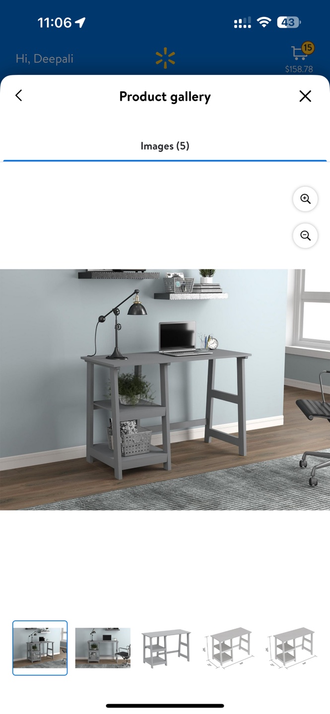 Grey Desk with Two Shelves - photo 5