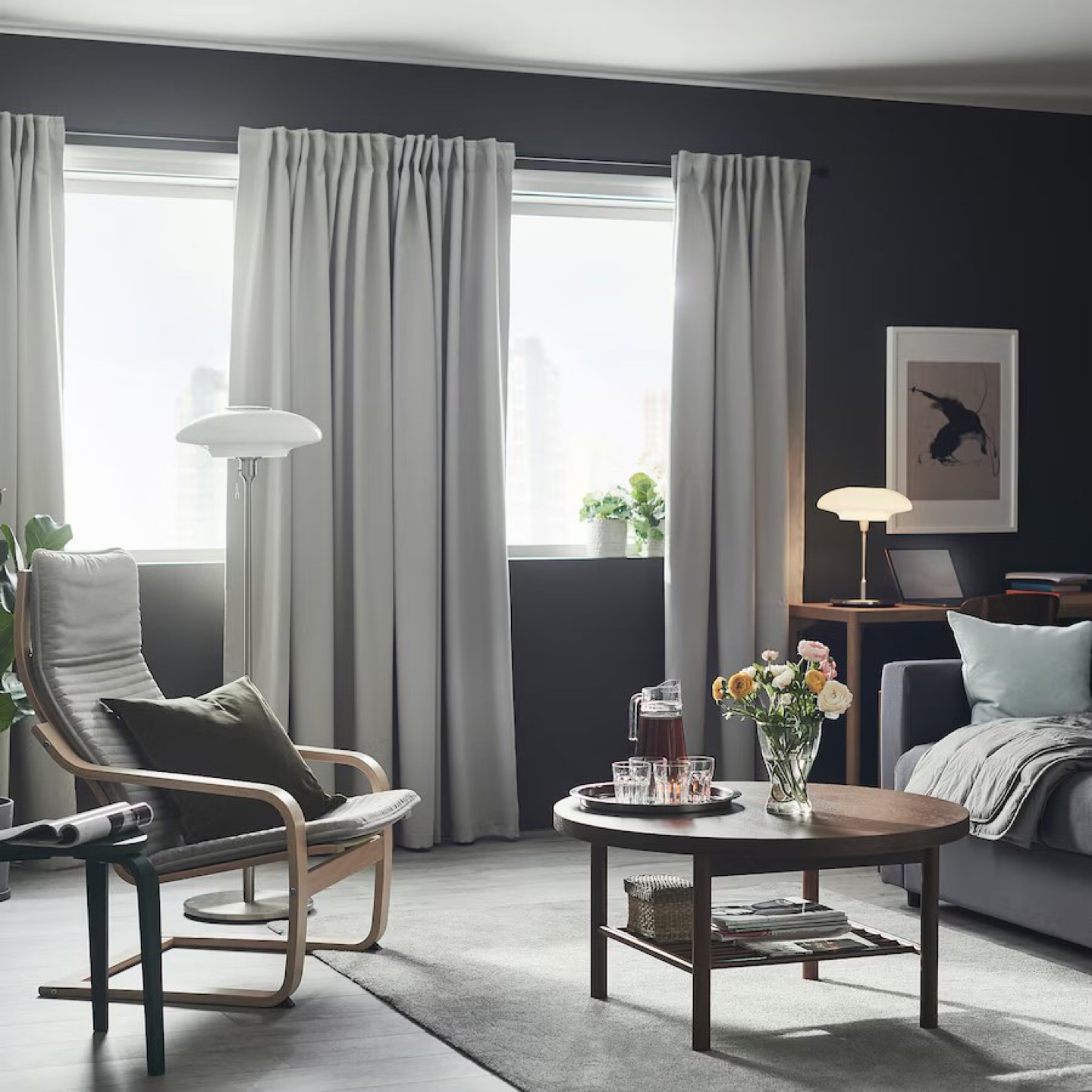 IKEA Light Grey Curtains - Pair - photo 2