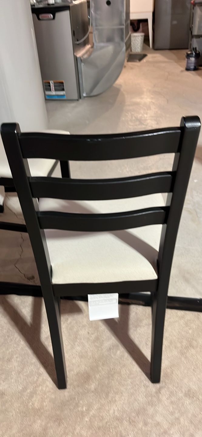 Set of Four Black Ikea Dining Chairs with Cream Cushions