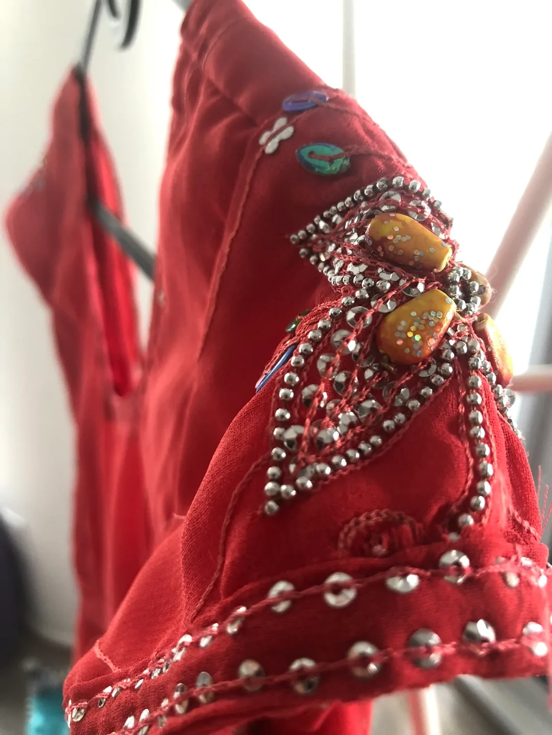 Beautiful Red Embroidered Dress image indicator(3)