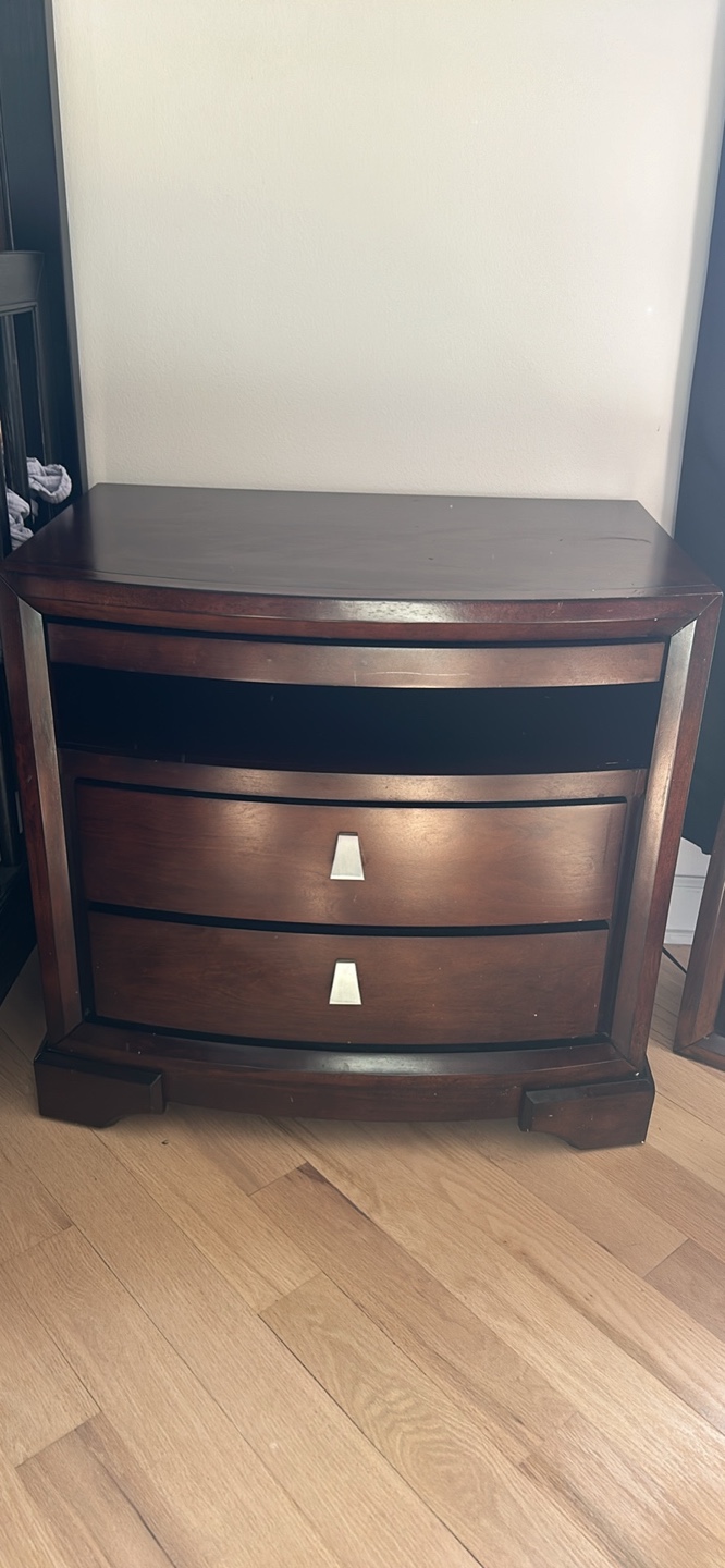 Set of 2 Dark Brown/Espresso Wooden Nightstand