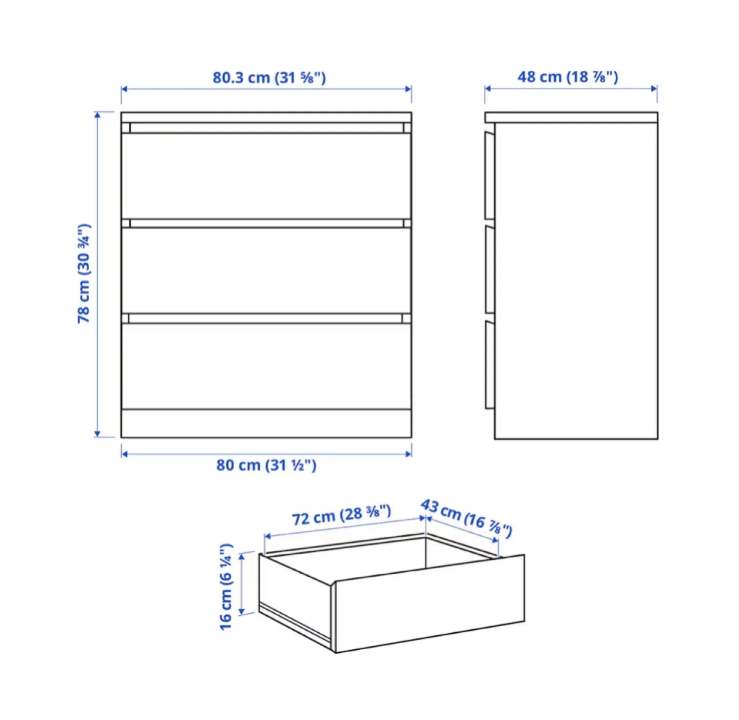 MALM 3-drawer dresser, black-brown image indicator(2)