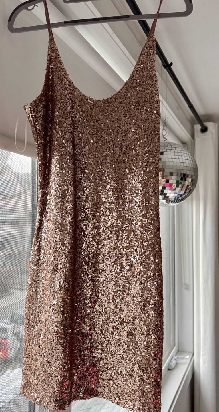 Rose Gold Sequin Mini Dress