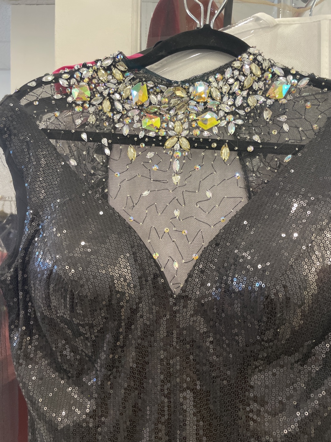 Stunning Black Sequin Mini Dress with Crystal Detail - photo 2