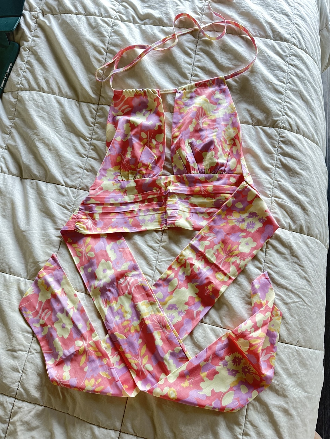Floral Print Halter Top with Removable Belt - photo 2