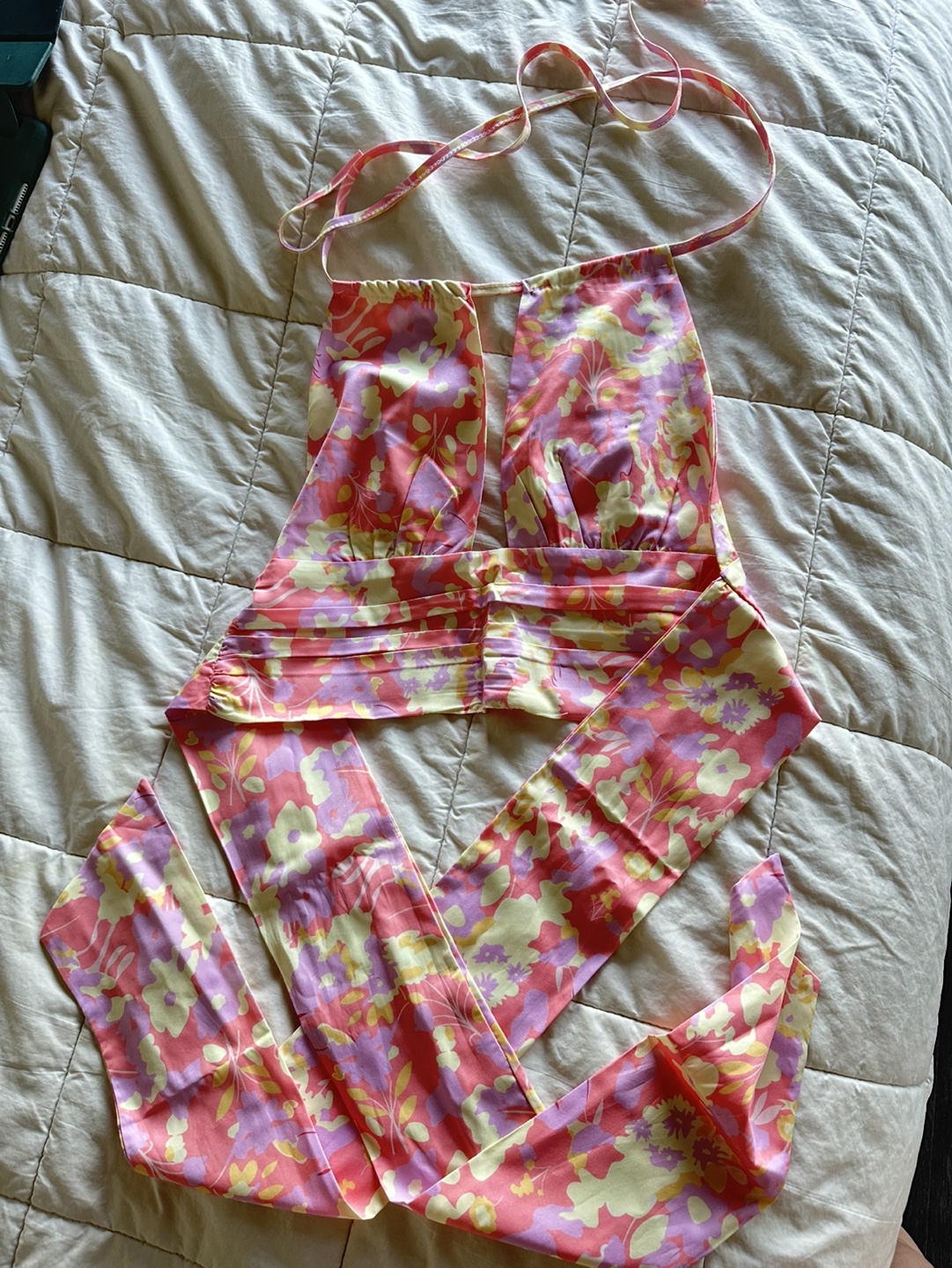 Floral Print Halter Top with Removable Belt - photo 3