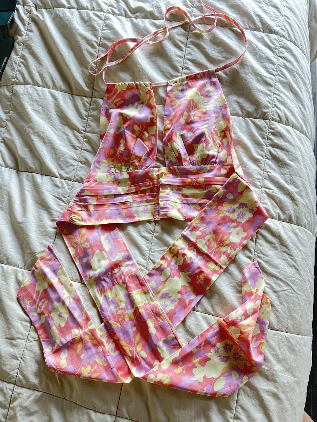 Floral Print Halter Top with Removable Belt - photo 4