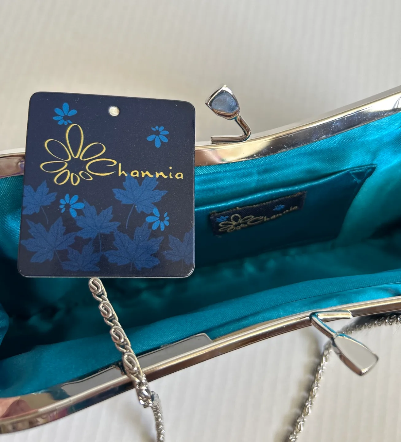 Teal Velvet Clutch with Faux Fur Pom-Pom image indicator(7)