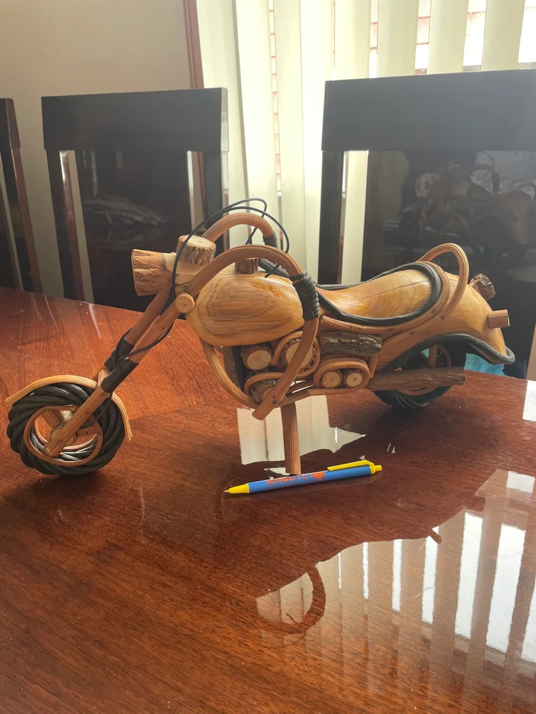 Handcrafted Wooden Motorcycle Figurine image indicator(2)
