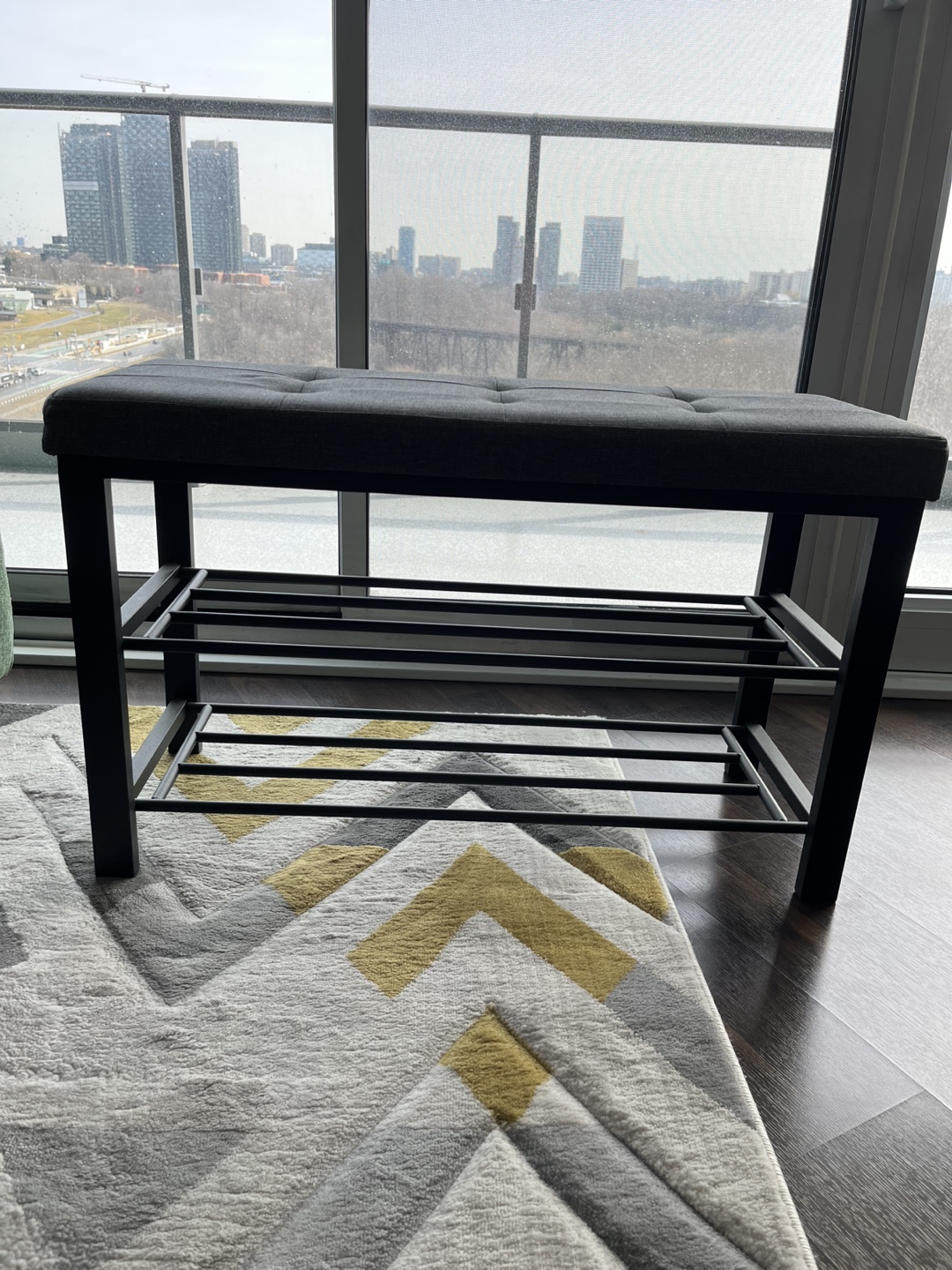 Dark Grey Shoe Bench with Storage - photo 4