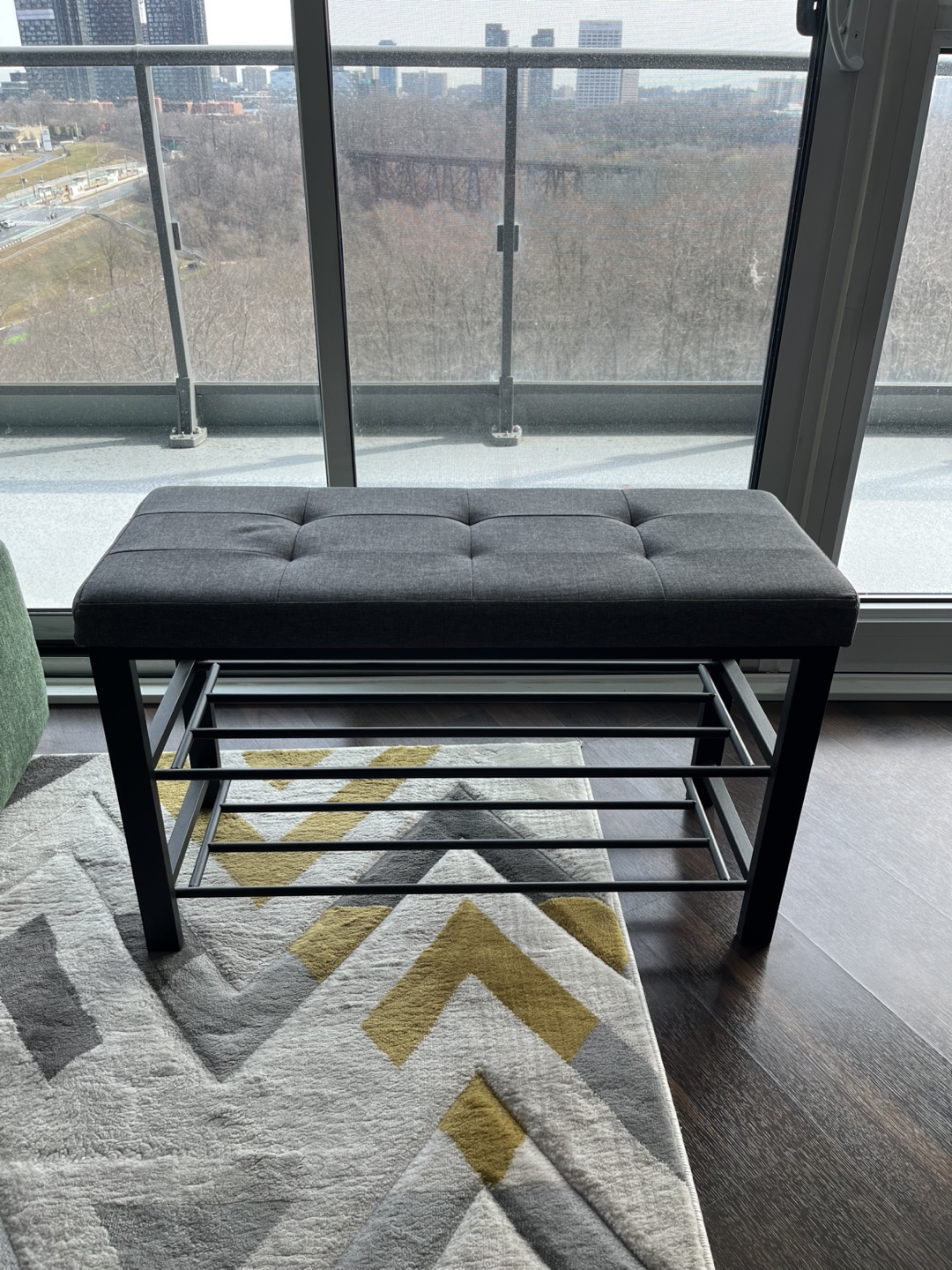 Dark Grey Shoe Bench with Storage - photo 3
