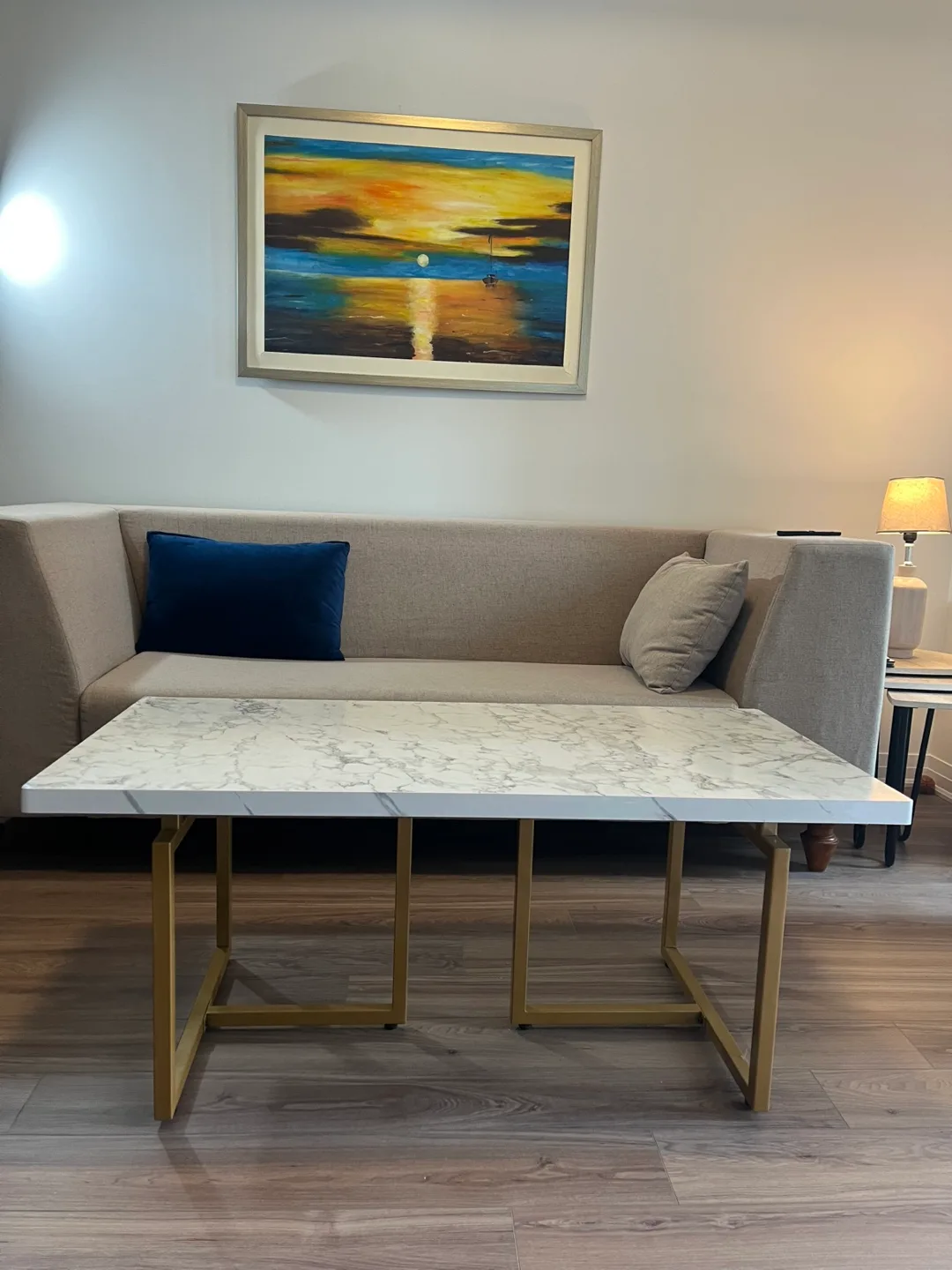 Modern Gold and White Marble Coffee Table image indicator(3)