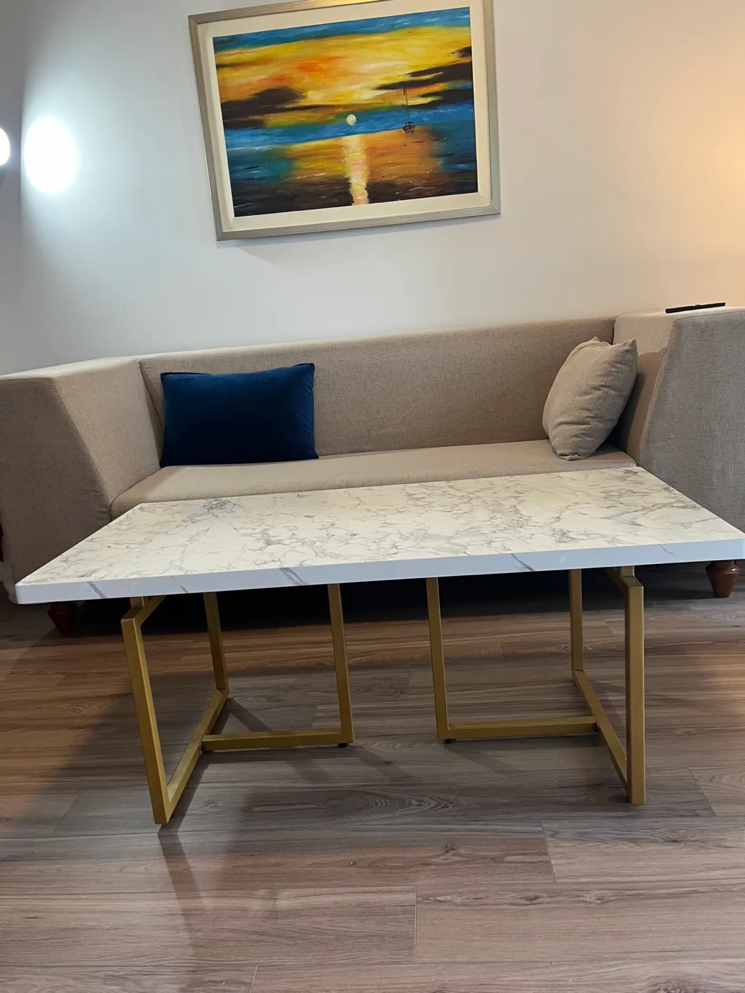 Modern Gold and White Marble Coffee Table image indicator(6)