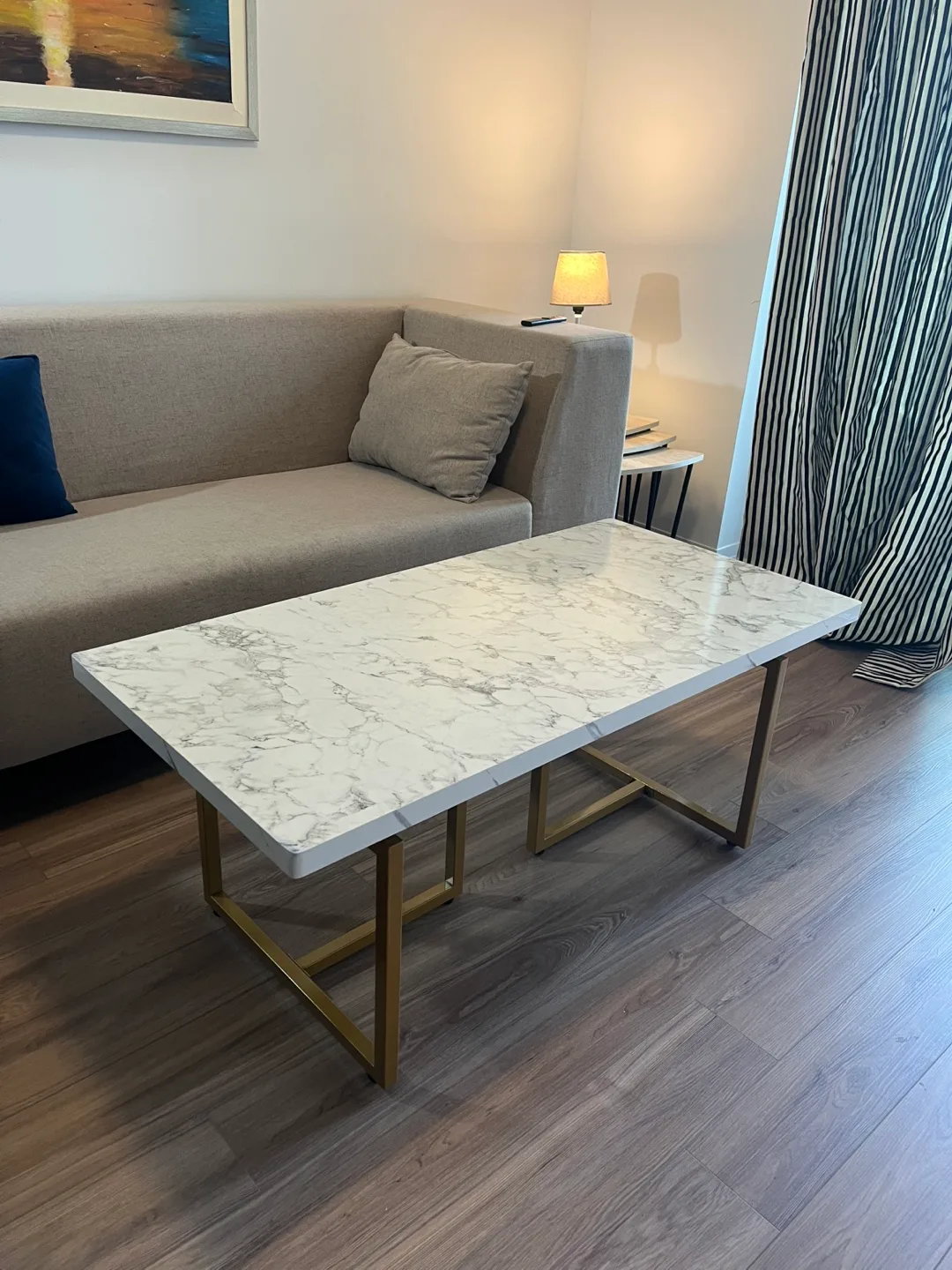 Modern Gold and White Marble Coffee Table image indicator(4)