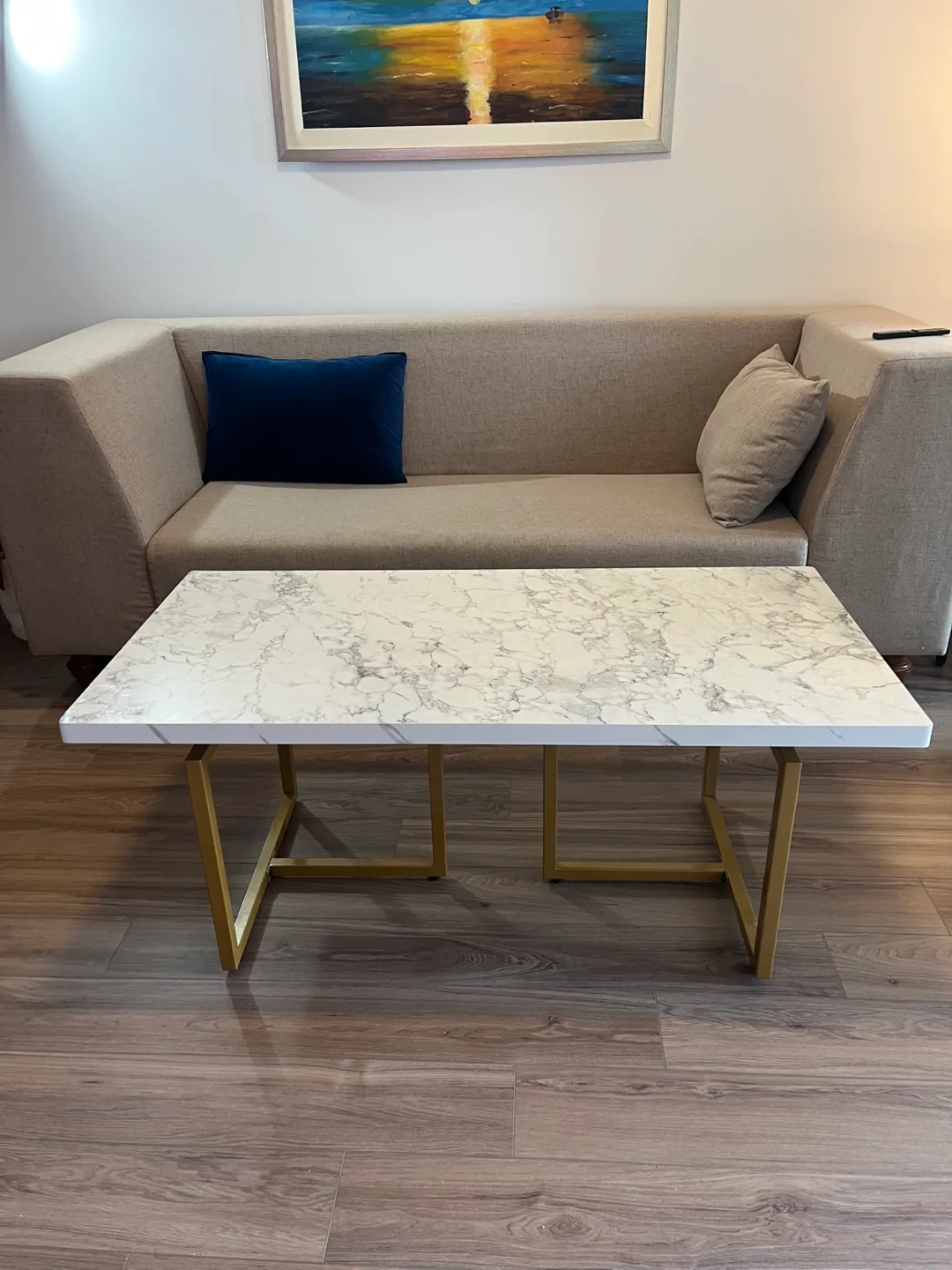 Modern Gold and White Marble Coffee Table image indicator(2)