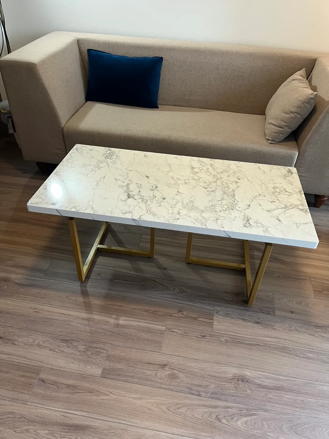 Modern Gold and White Marble Coffee Table image indicator(5)