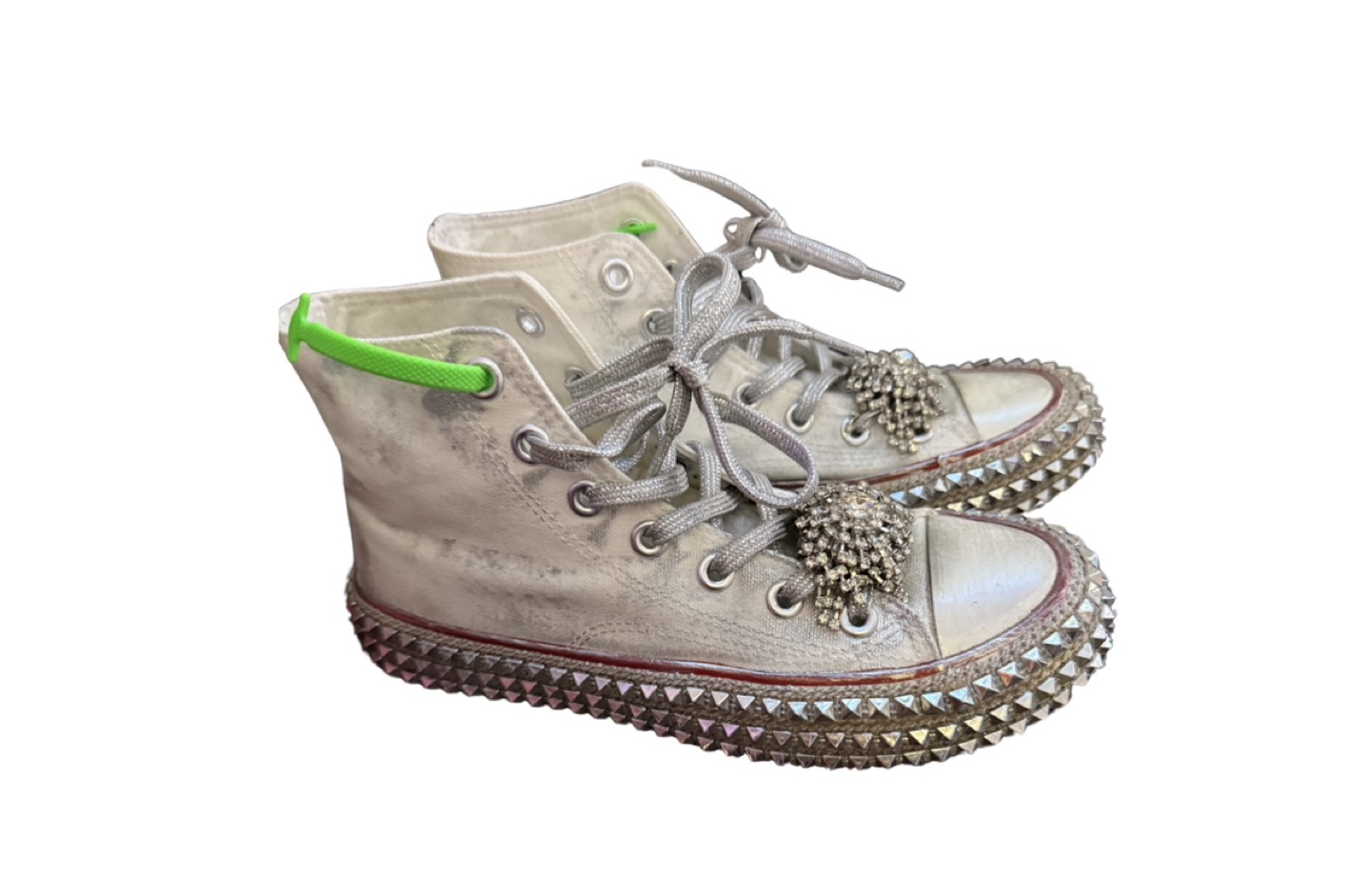 Nan-Ku Couture White Studded High Top Sneakers