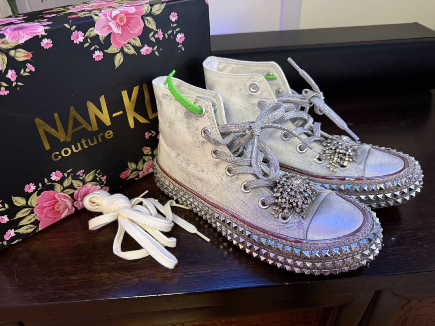 Nan-Ku Couture White Studded High Top Sneakers - photo 5