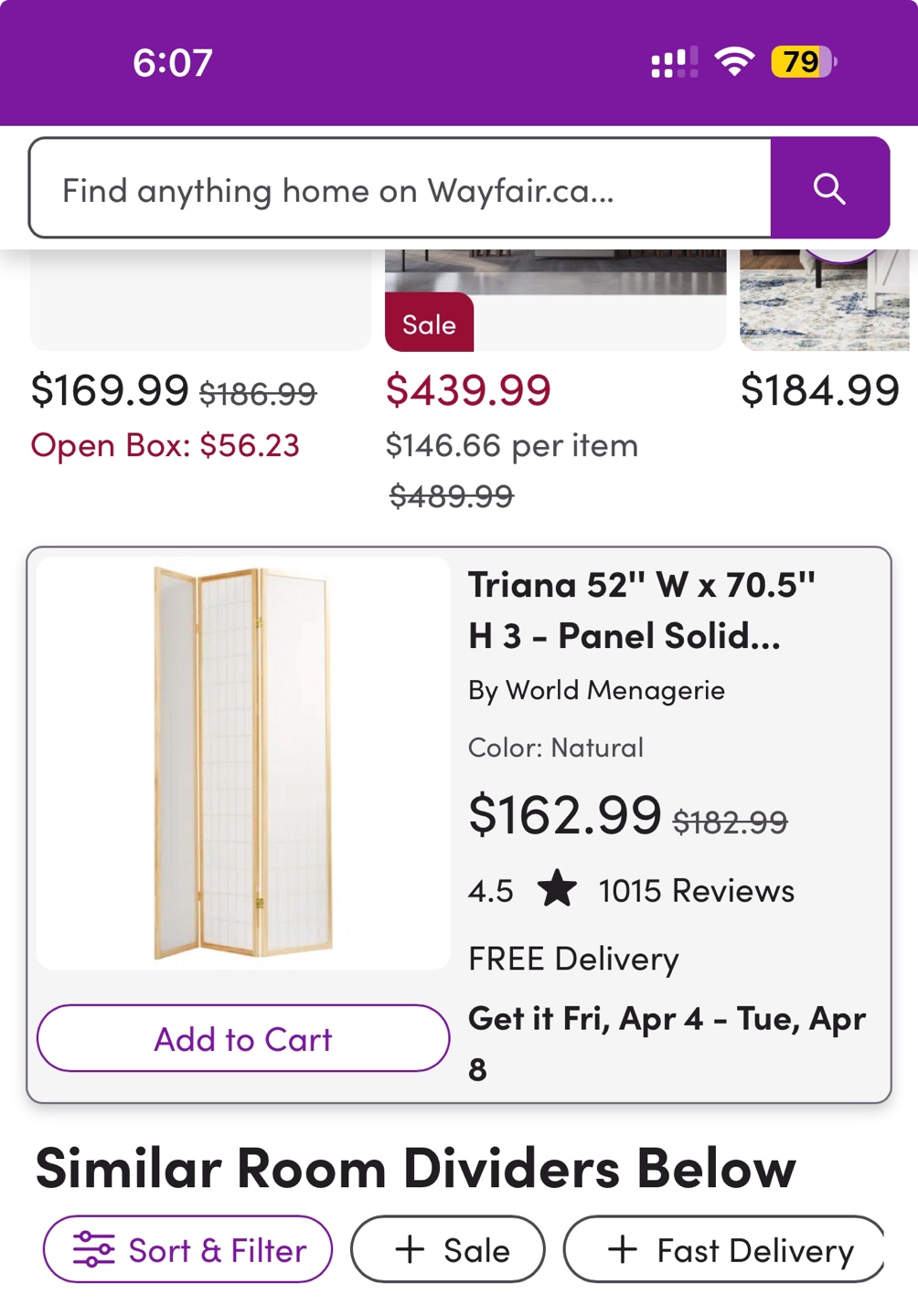 Triana 3-Panel Room Divider