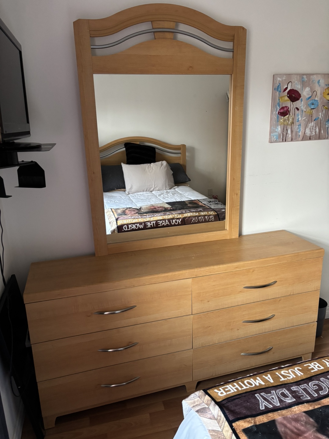 Wooden dresser with mirror