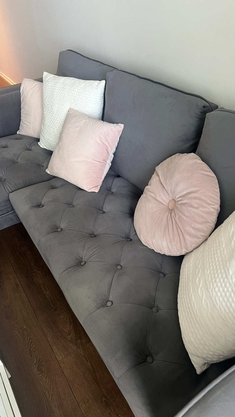 Structube Todd Grey Velvet Interchangeable Sectional Sofa Karrot