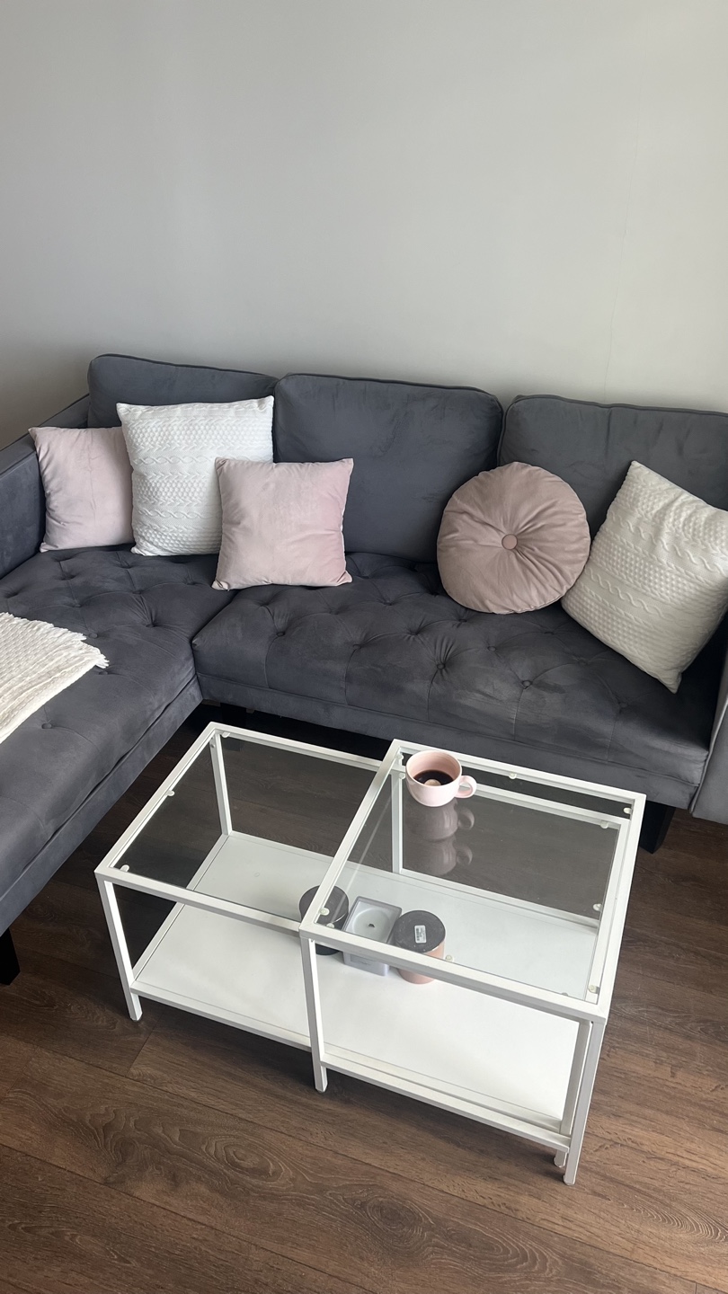 Structube Todd Grey Velvet Interchangeable Sectional Sofa - photo 2