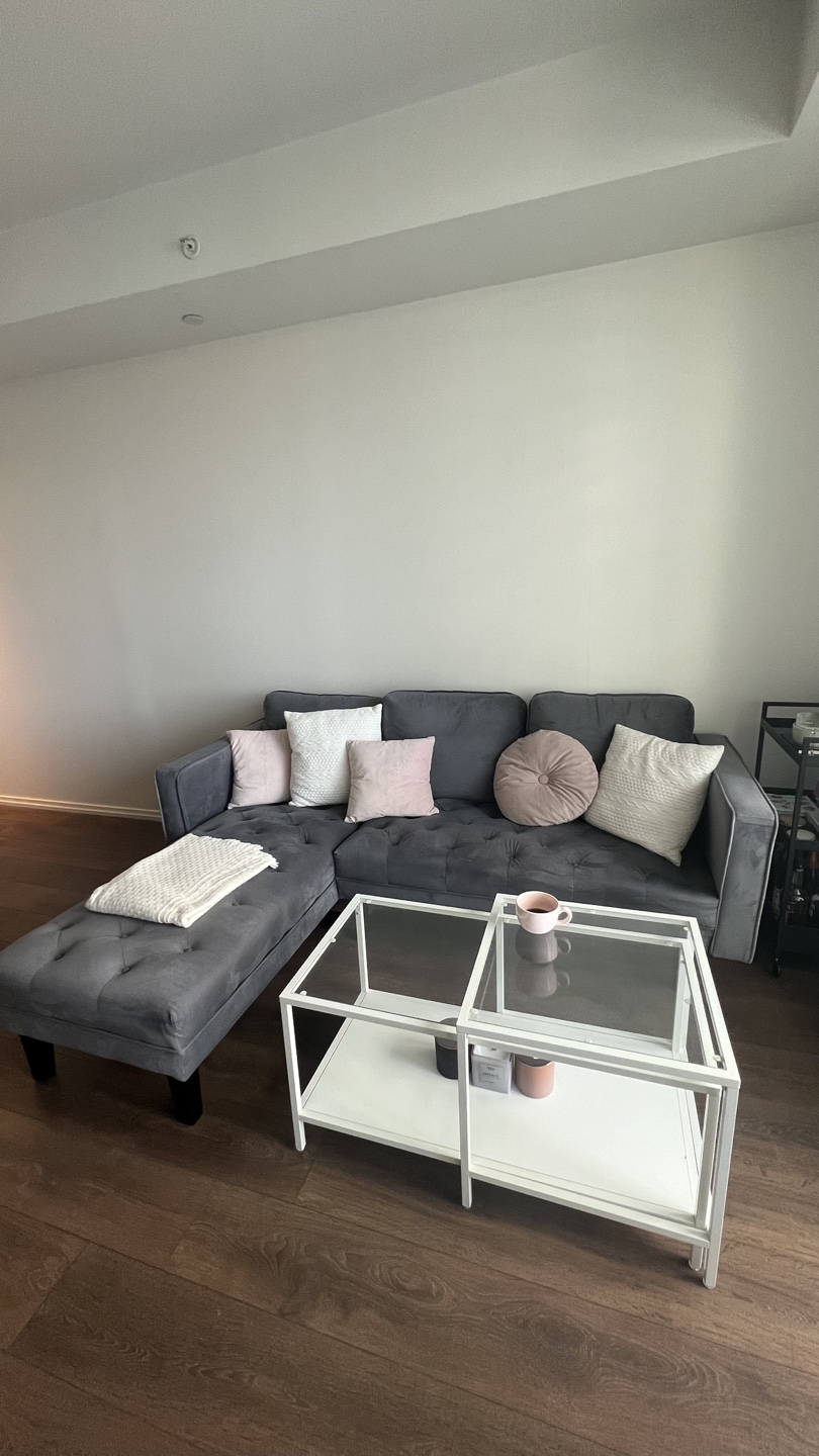 Structube Todd Grey Velvet Interchangeable Sectional Sofa