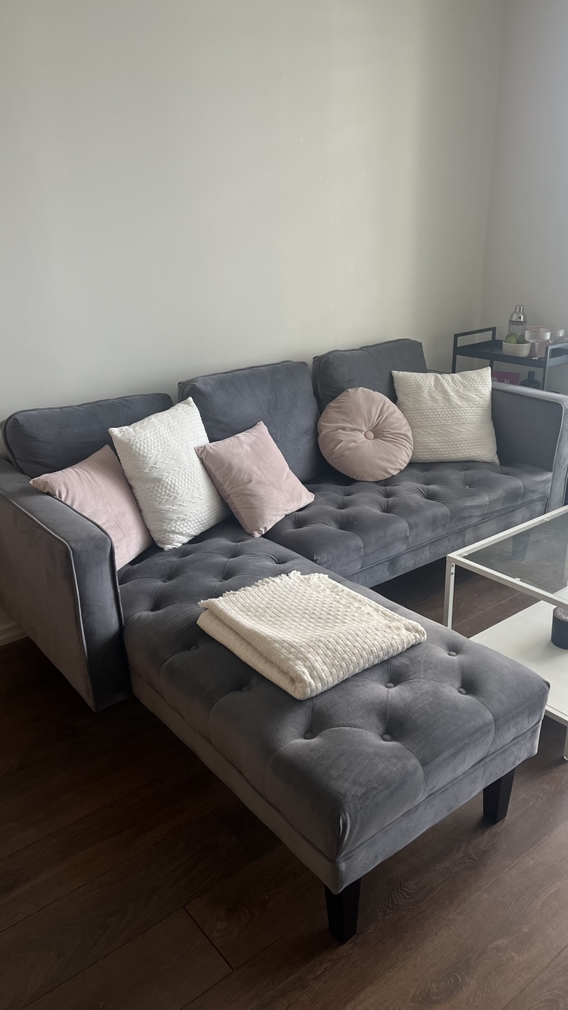 Structube Todd Grey Velvet Interchangeable Sectional Sofa - photo 5