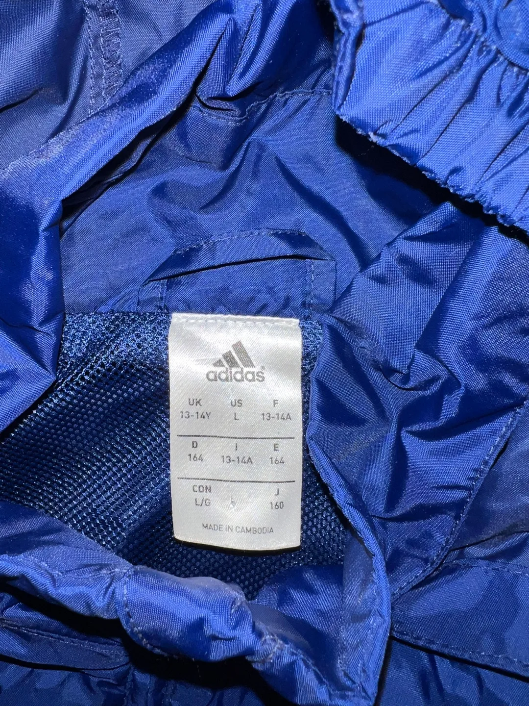 Adidas Boys' Navy Blue Track rain Jacket Size 13-14 image indicator(2)