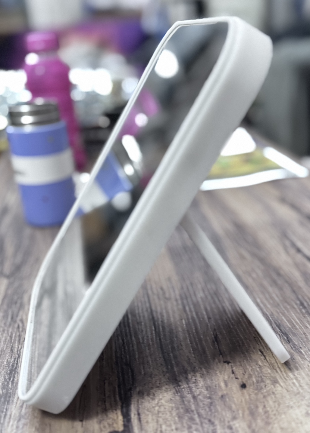 White Framed Handheld Mirror