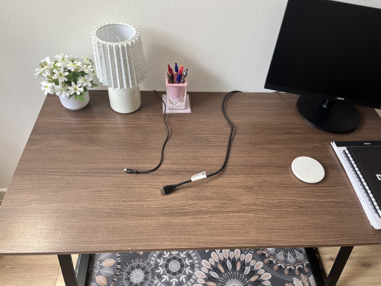 Computer Desk with Black Metal Frame - photo 2