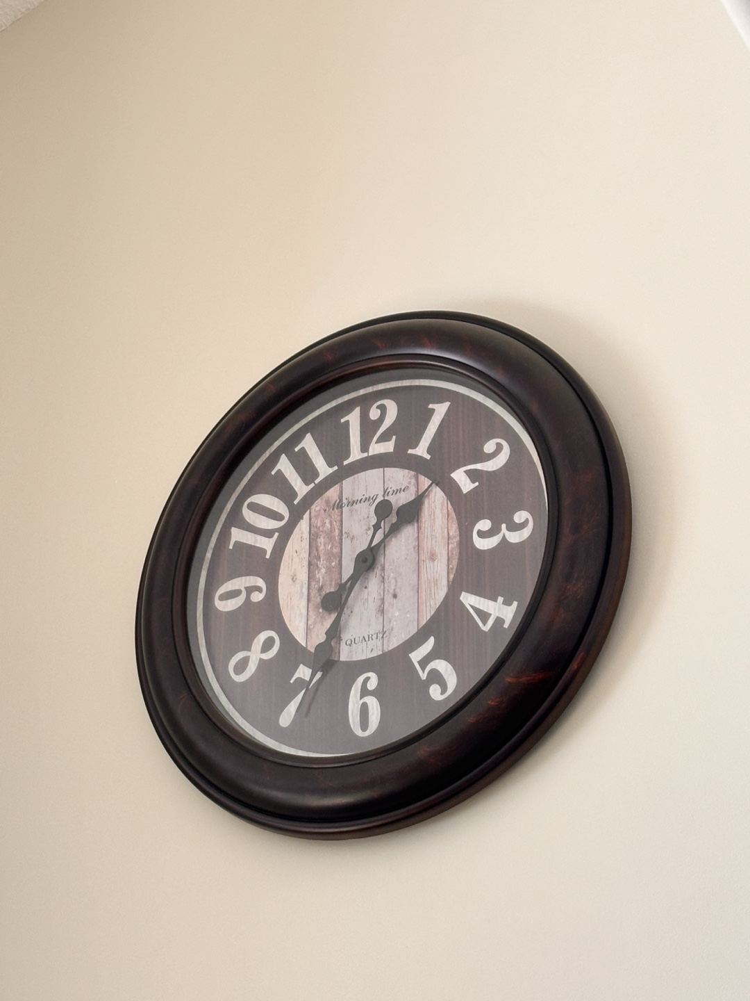Wall Clock - Dark Brown Frame, Farmhouse Design