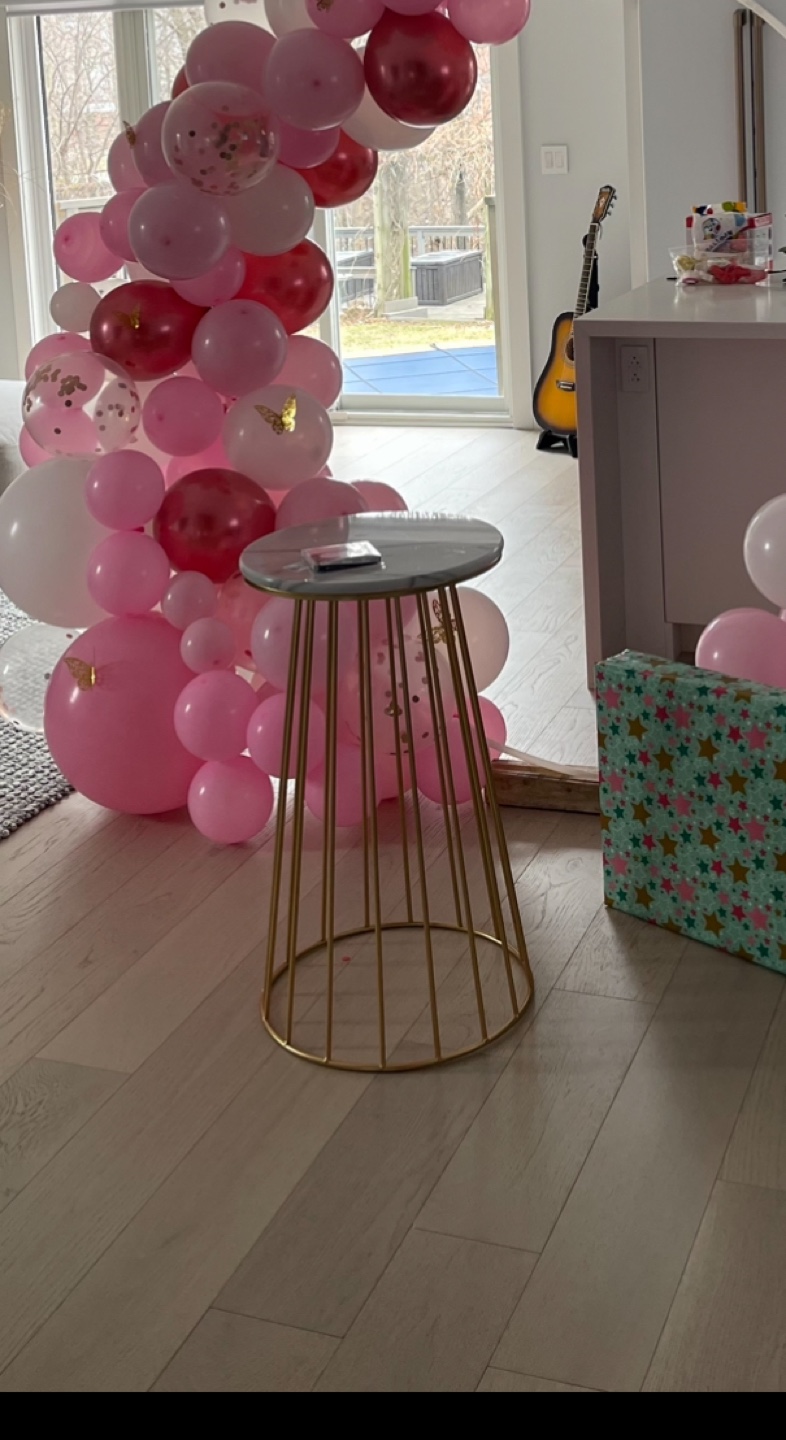 Gold Metal & Marble Top Side Table