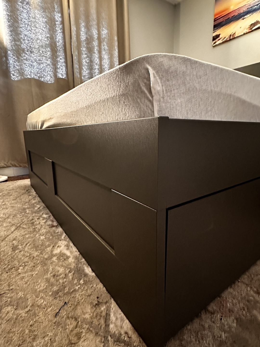 IKEA BRIMNES Bed Frame with Storage and HEADBOARD- Dark Grey - photo 2