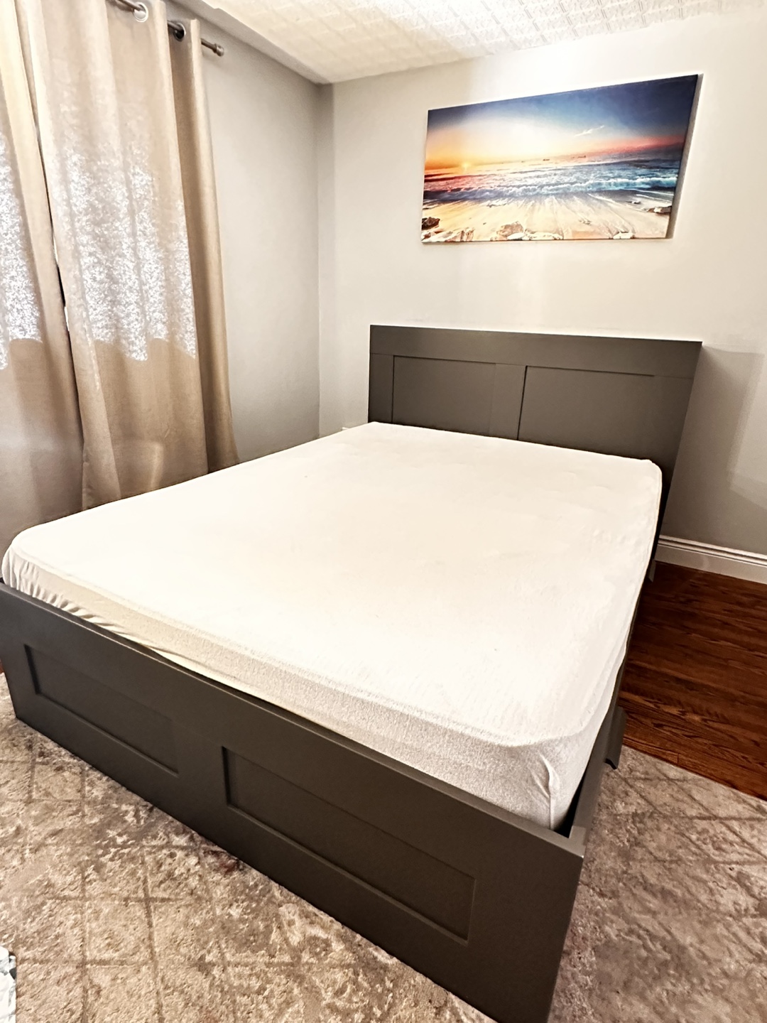 IKEA BRIMNES Bed Frame with Storage and HEADBOARD- Dark Grey